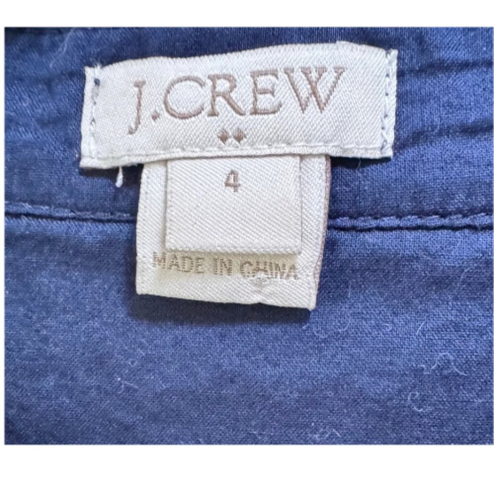 J. Crew Factory Blue & White Embroidered Sleeveless Top Flutter Sleeves Size 4 - Picture 7 of 8